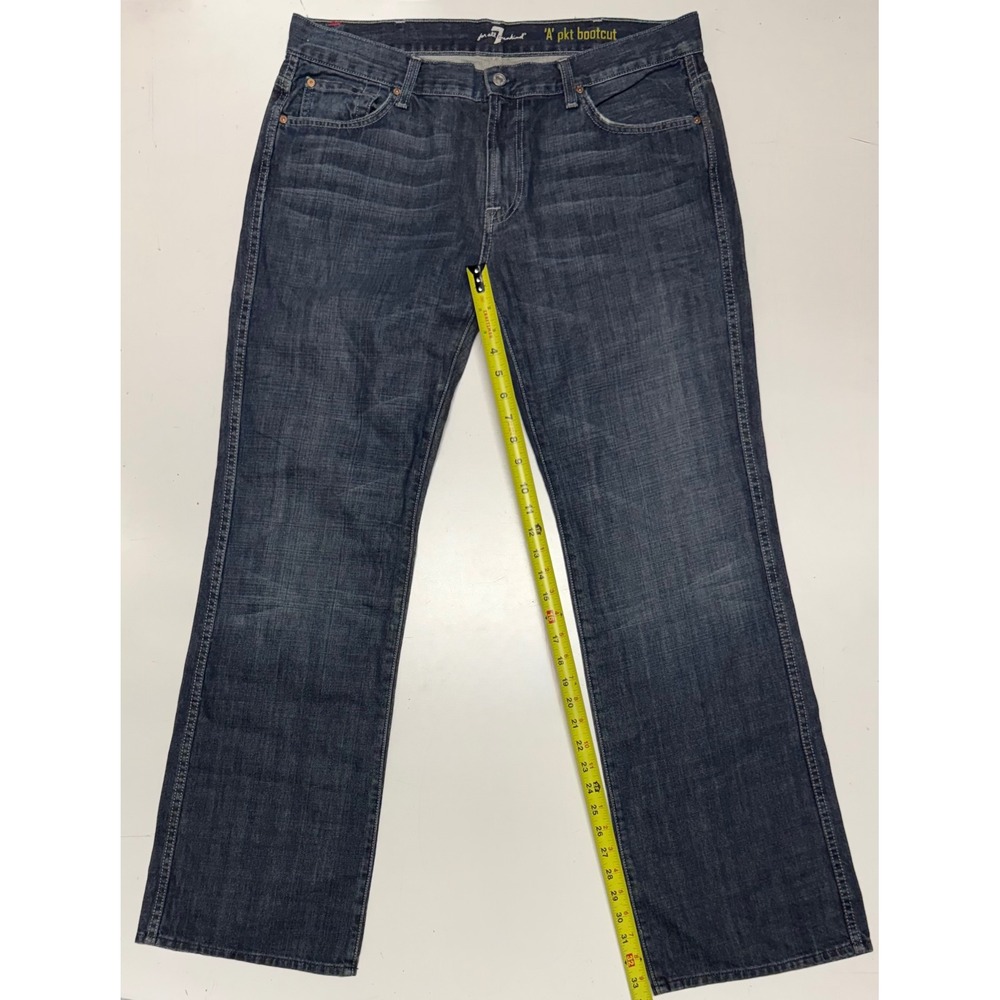 7 For All Mankind Mens A Pocket Bootcut Jeans Dark Wash Blue Size 38 Made in USA
